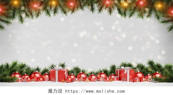 浅灰色圣诞装饰简约文艺小清新浪漫唯美雪花圣诞节背景
